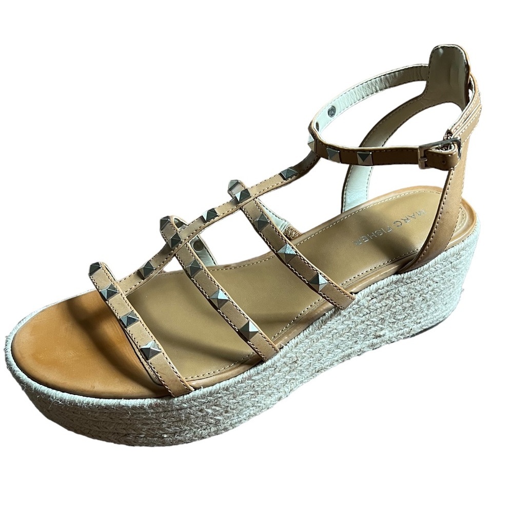 Mark Fisher Jansen Espadrille Platform Studded Sandal. Tan. Like new. Sz11 women